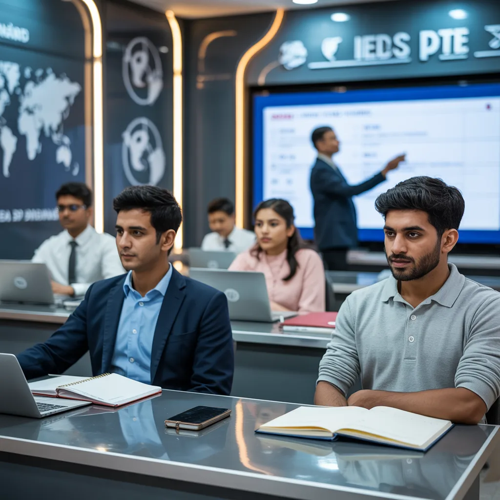 Students and trainer in a modern consultation and training environment
